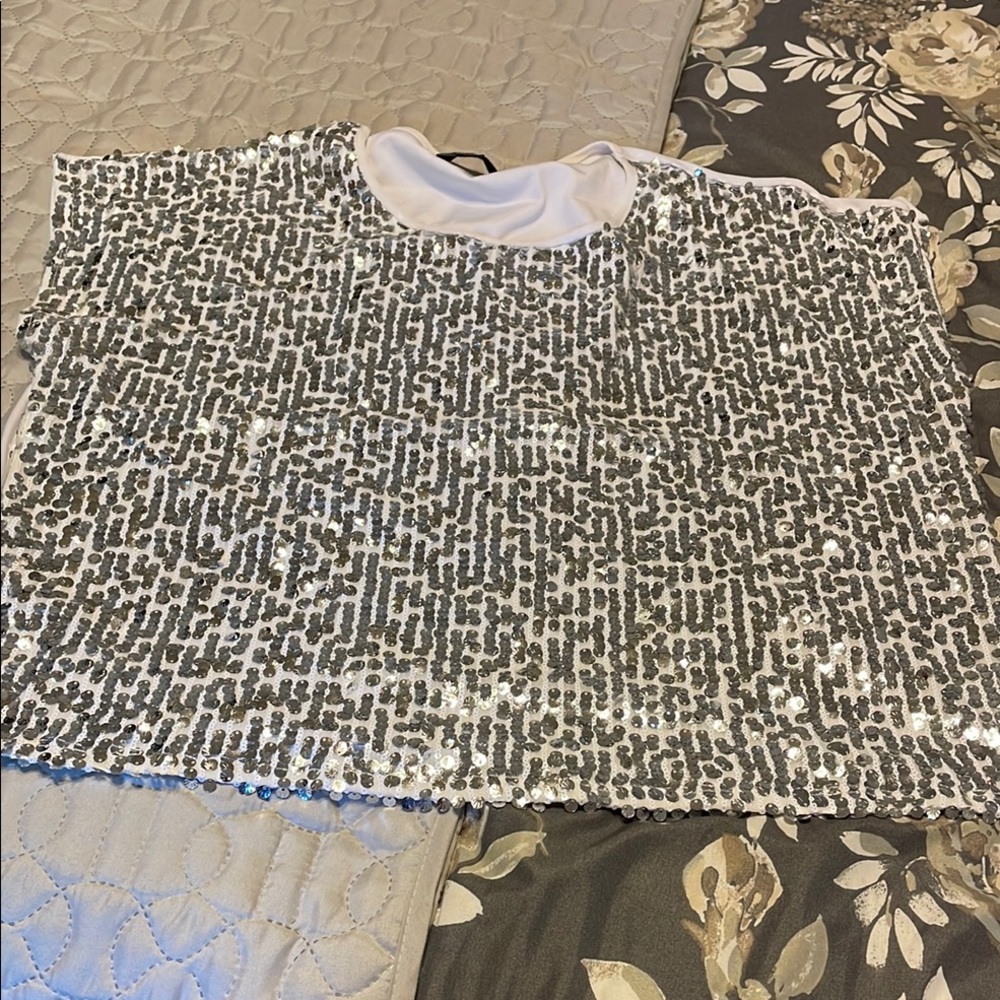 Silver Sequin Women's Blouse